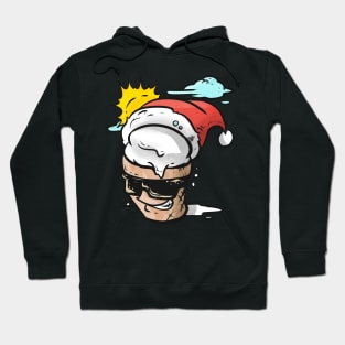 Soft Ice Cream With Santas Hat Sunglasses Christmas In July Hoodie